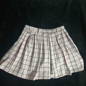 Hot Topic Pink and Black Plaid Mini Skirt with Belt